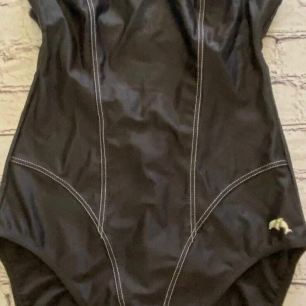 Anita Classix One Piece Swimsuit Size 8 Black White Stitching C Cup Vintage Look